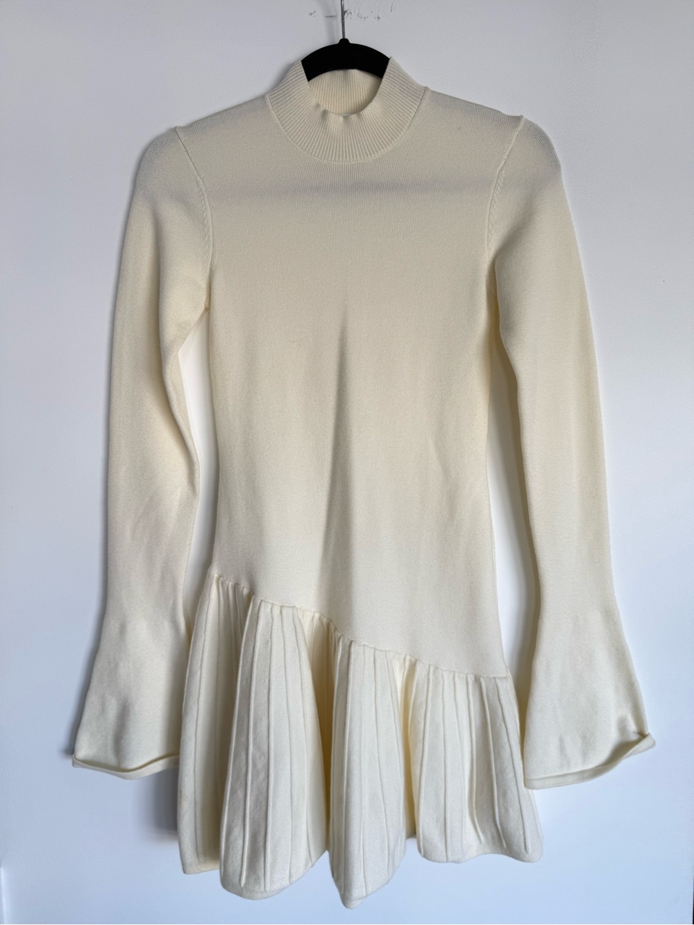 MESHKI Blair Knit Mini Dress With Pleats - Ivory - XXS